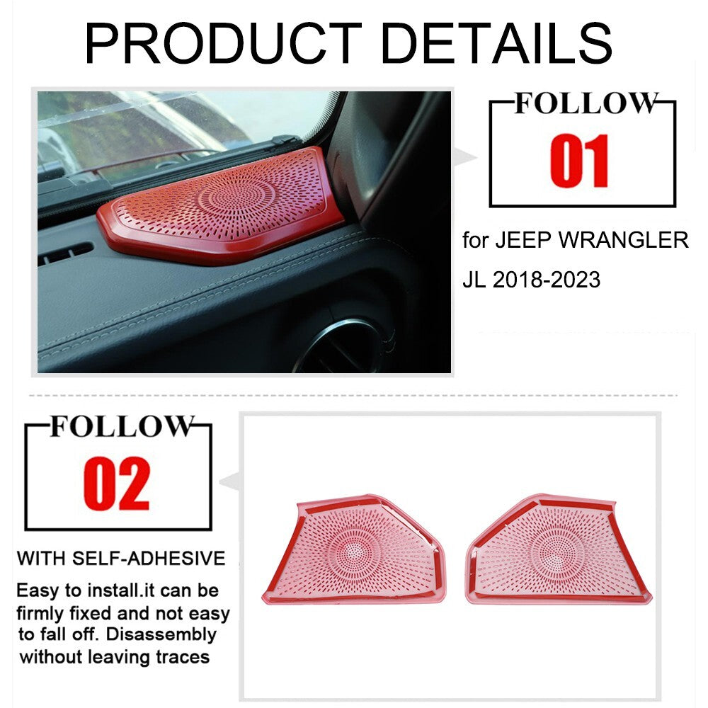 A-Pillar Speaker Decoration Panel Cover Trim for Jeep for Wrangler JL JT 2018-2023