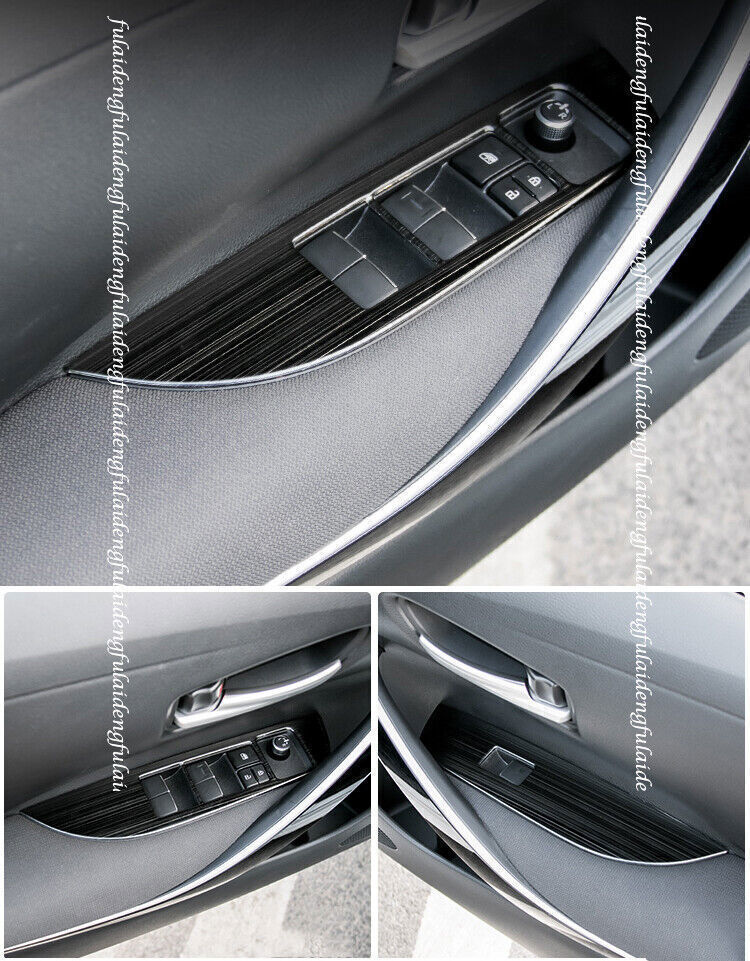 for Toyota for Corolla 2019-2023 Black S.steel Door Armrest Window Lifter Cover Trim
