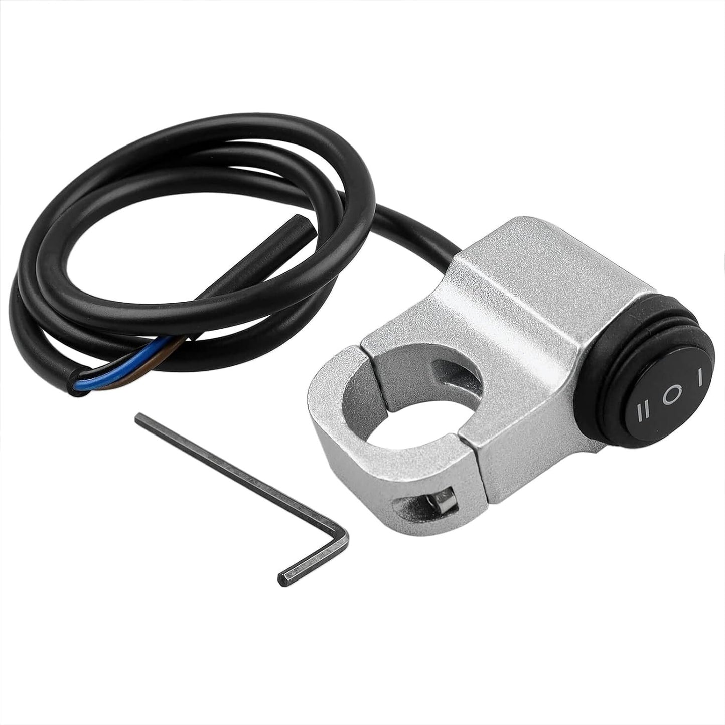 Silver 12V Waterproof Motorcycle ATV Handlebar Headlight Switch,7/8 22-23mm