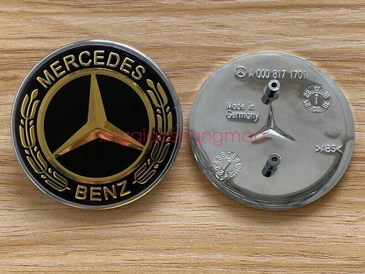 AMG for Mercedes-Benz CLK CLS E ML GL FRONT HOOD BADGE GOLD BLACK EMBLEM