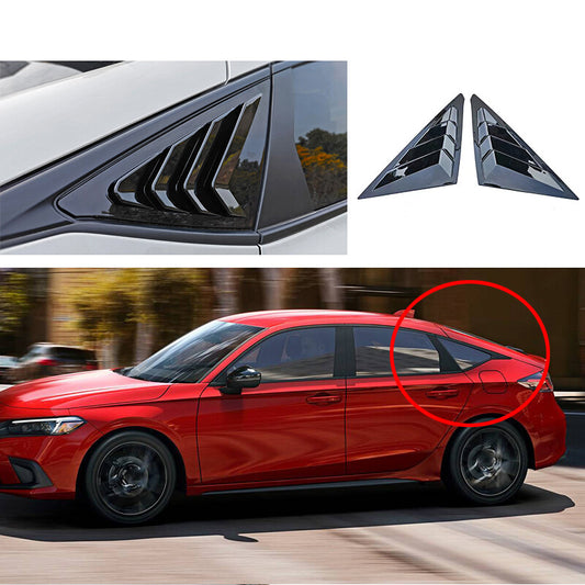 Pair Glossy Black Louver Shutter Window Cover Trim For 2022-23 for Honda for Civic
