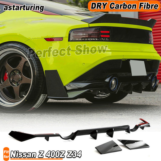 for Nissan Z 400Z Z34 2023UP Dry Carbon Fiber Rear Bumper Diffuser Lip Splitters