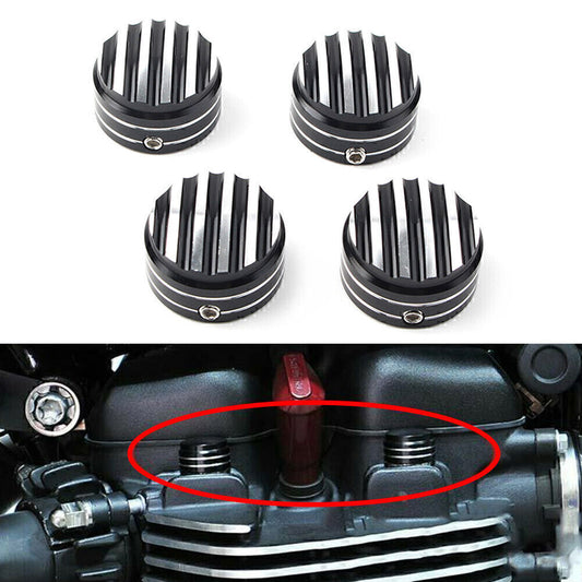 Black and Chrome Billet Machined Head Bolt Cover Cap For Thruxton T120