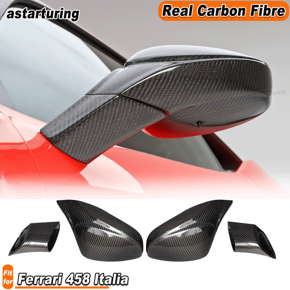 for Ferrari 458 Italia 2011-2016 Dry Carbon Fiber Side Mirror Cover Caps Replace