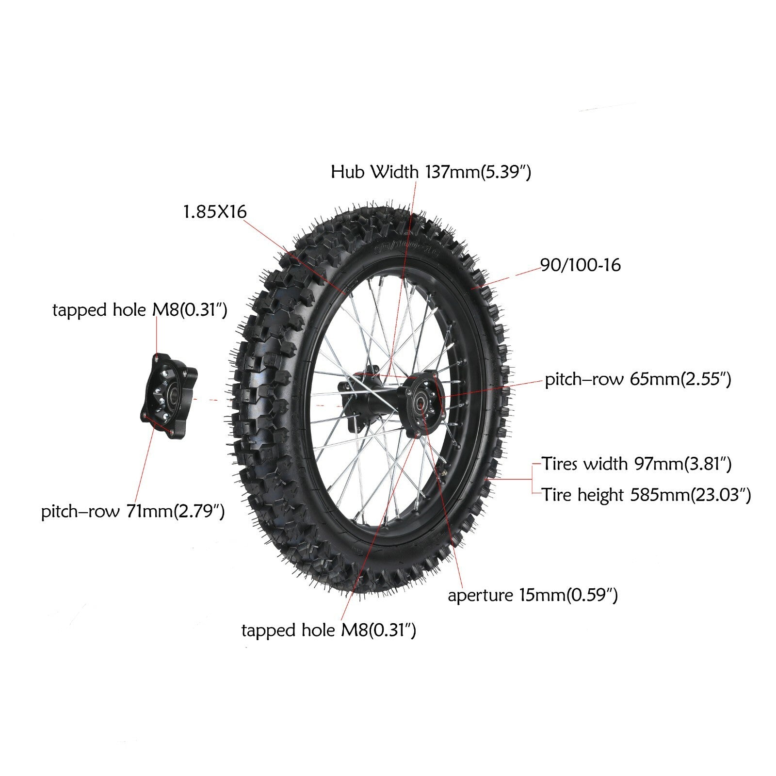 70/100-19  90/100-16 Tyre Rim Front Rear Wheels For Dirt Bike Motocross Offroad