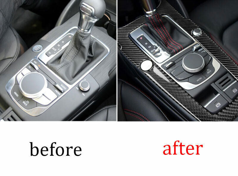 for Audi A3 S3 14-20 Real Carbon Fiber Central Console Gear Shift Panel Trim 1P