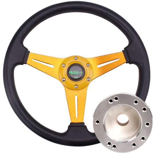 New 14 Gold for Golf Cart Steering Wheel Accessories+Silver Adapter For Club car for DS