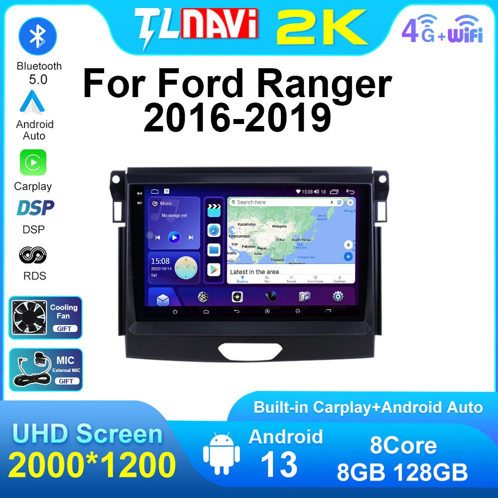 for Ford Ranger 2016-2019 GPS Navigation CarPlay Car Stereo Radio Player Screen