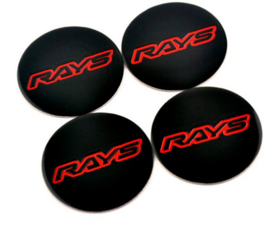 4-Piece Light Black Red Edge Sticker Wheel Center Sticker Rim Sticker 45mm