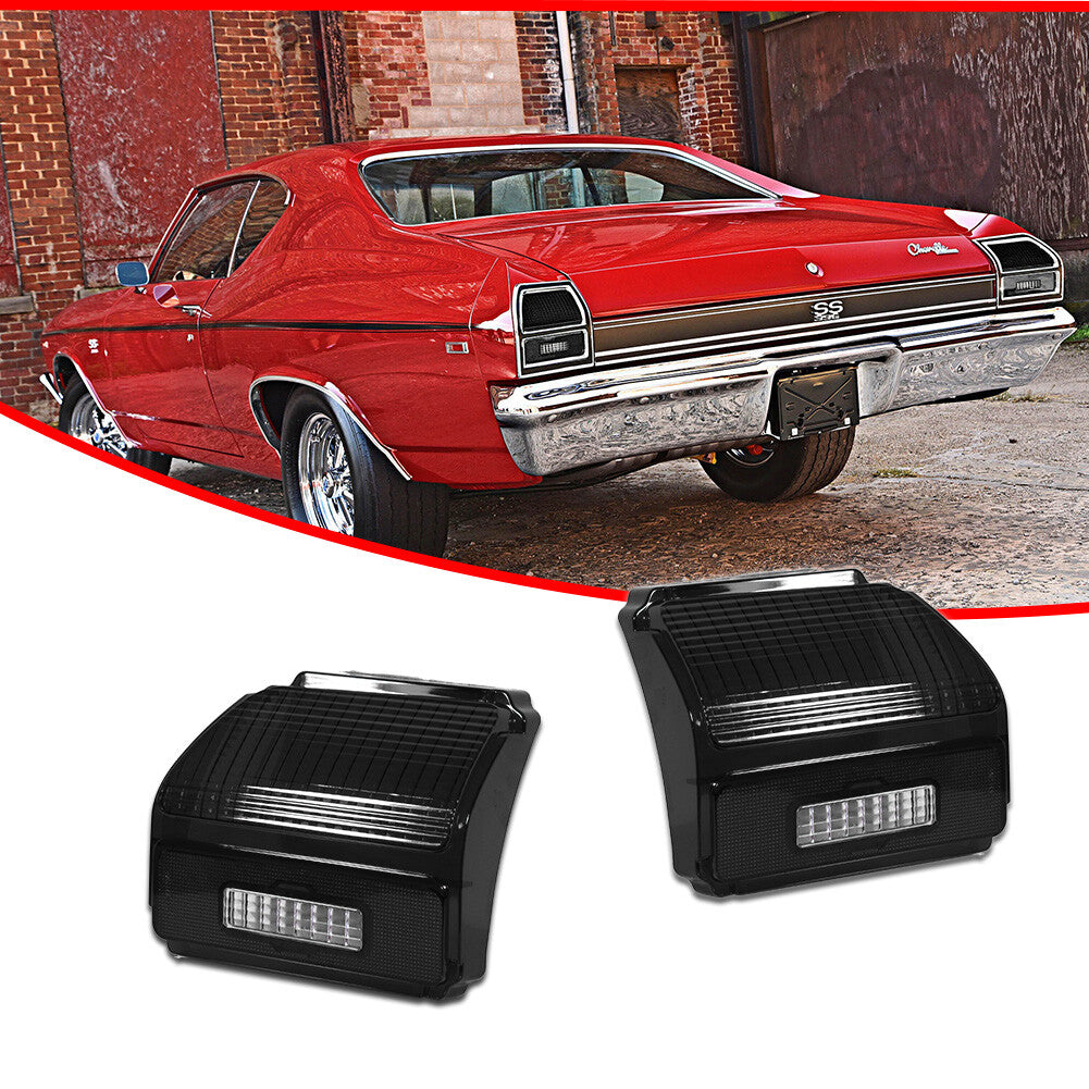 2-Piece Smoked Rear Taillight Housing Kit for Chevrolet Chevelle Malibu 1969