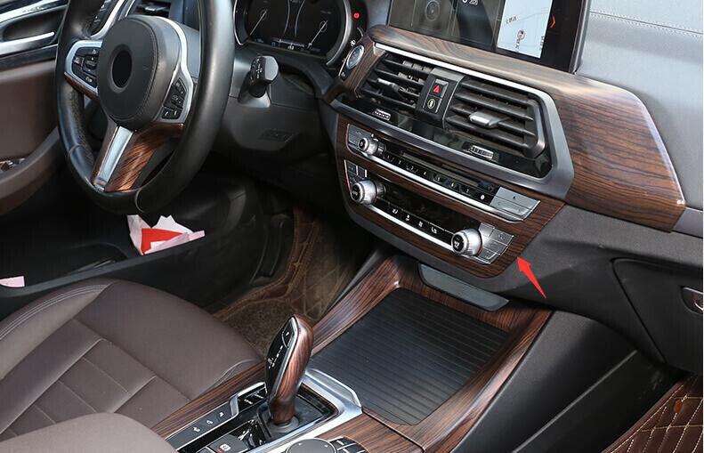 for BMW X3 G01 X4 2018-2021 Pine Wood Grain Console AC Button Control Frame Trim