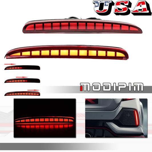 Two LED rear bumper reflector fog lights for Honda for Civic hatchback