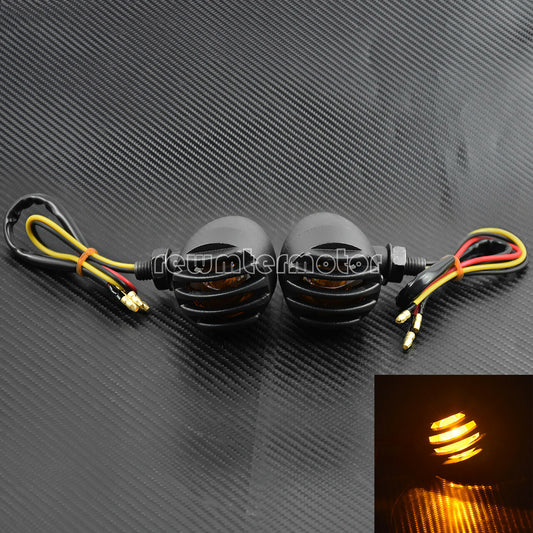 2X Grill Bullet Tail Brake Turn Signal Indicator Lamp Amber Fit for Harley XL883