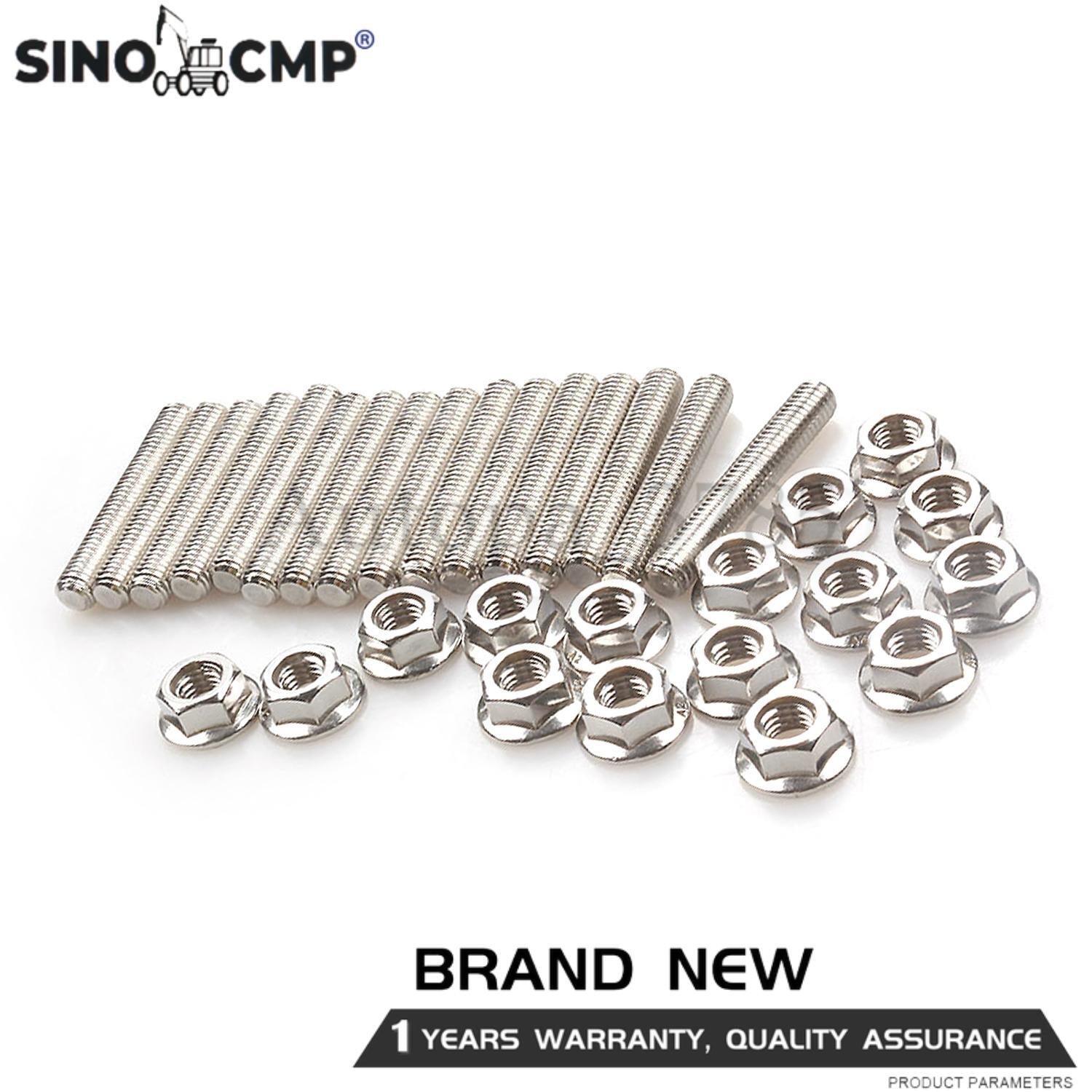 16pcs Stainless Steel Exhaust Manifold Stud Nuts Kit for Ford 4.6 5.4 Liter V8