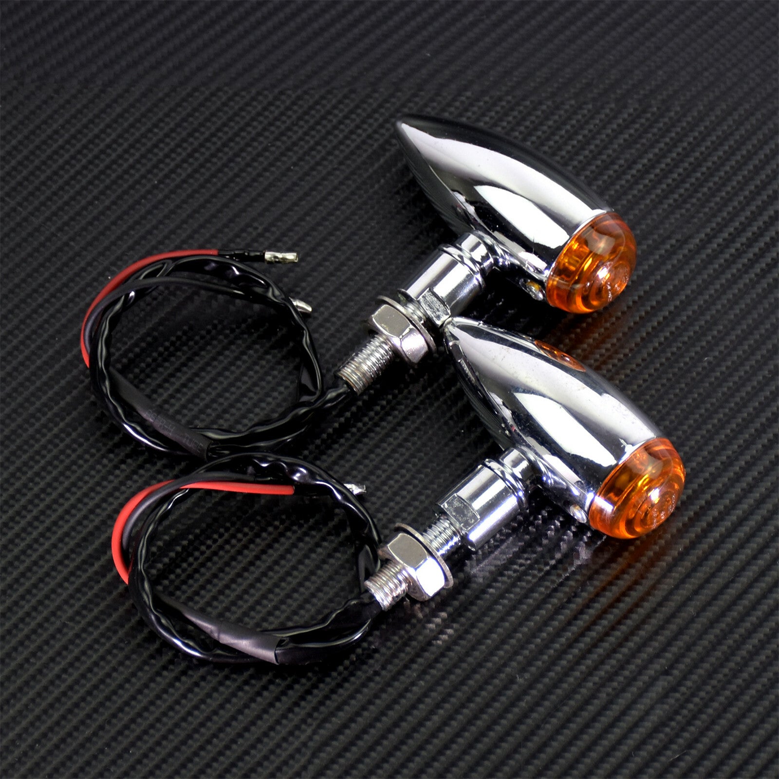 2X Chrome Amber Bullet Turn Signal Indicator Blinker Fit for Harley Touring Dyna
