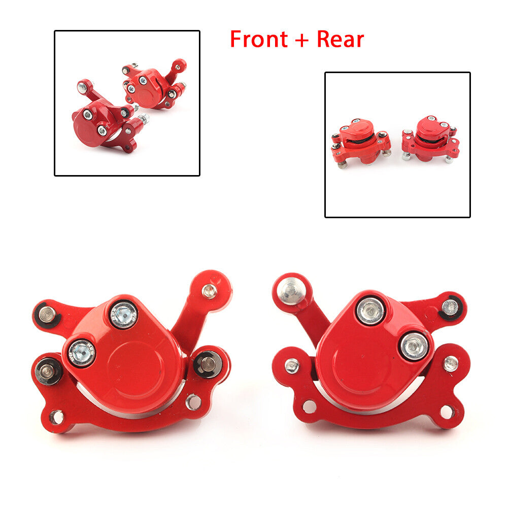 Front + Rear Disc Brake Caliper Pads Red for 47cc 49cc for Mini Pocket Bike ATV Quad