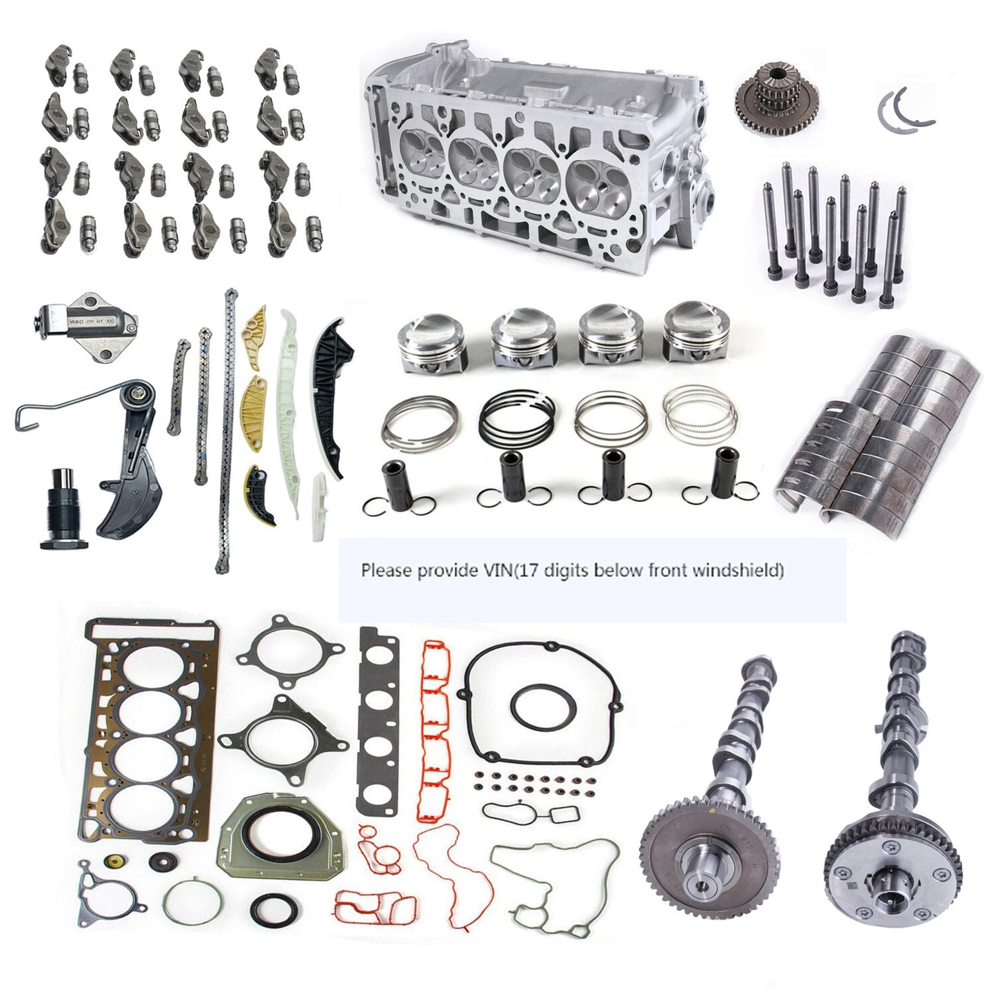 2.0TCylinder Head Camshaft SetTiming Piston Kit for VW for AUDI CCTA CCZA CCZB CDAA
