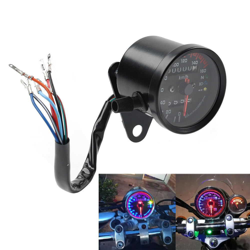 Motorcycle Universal for Mini Speedometer Odometer Gauge w/ Indicator Light 12V