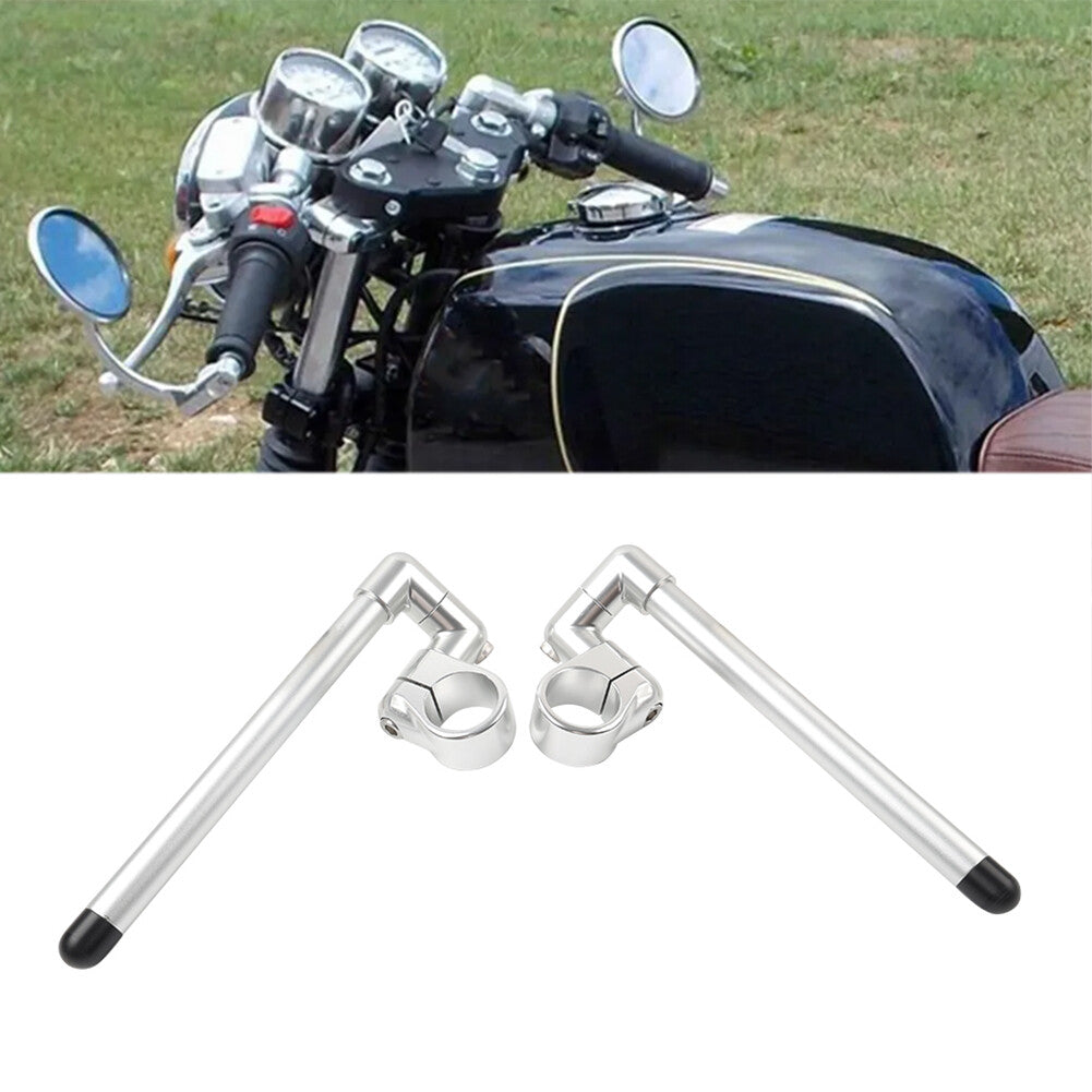 Silver Cafe Racer Bars 7/8 Universal Clip-On Handlebar Fork Tube 46MM