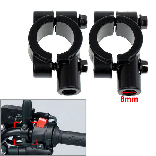 22MM M8 8mm Motorrad Lenker Spiegelhalterung Klemmadapter Schwarz Paar
