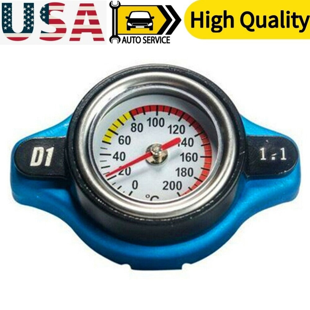 Blue Small Head Thermostatic Radiator Cap Cover Water Temp Gauge 1.1 BAR For Car