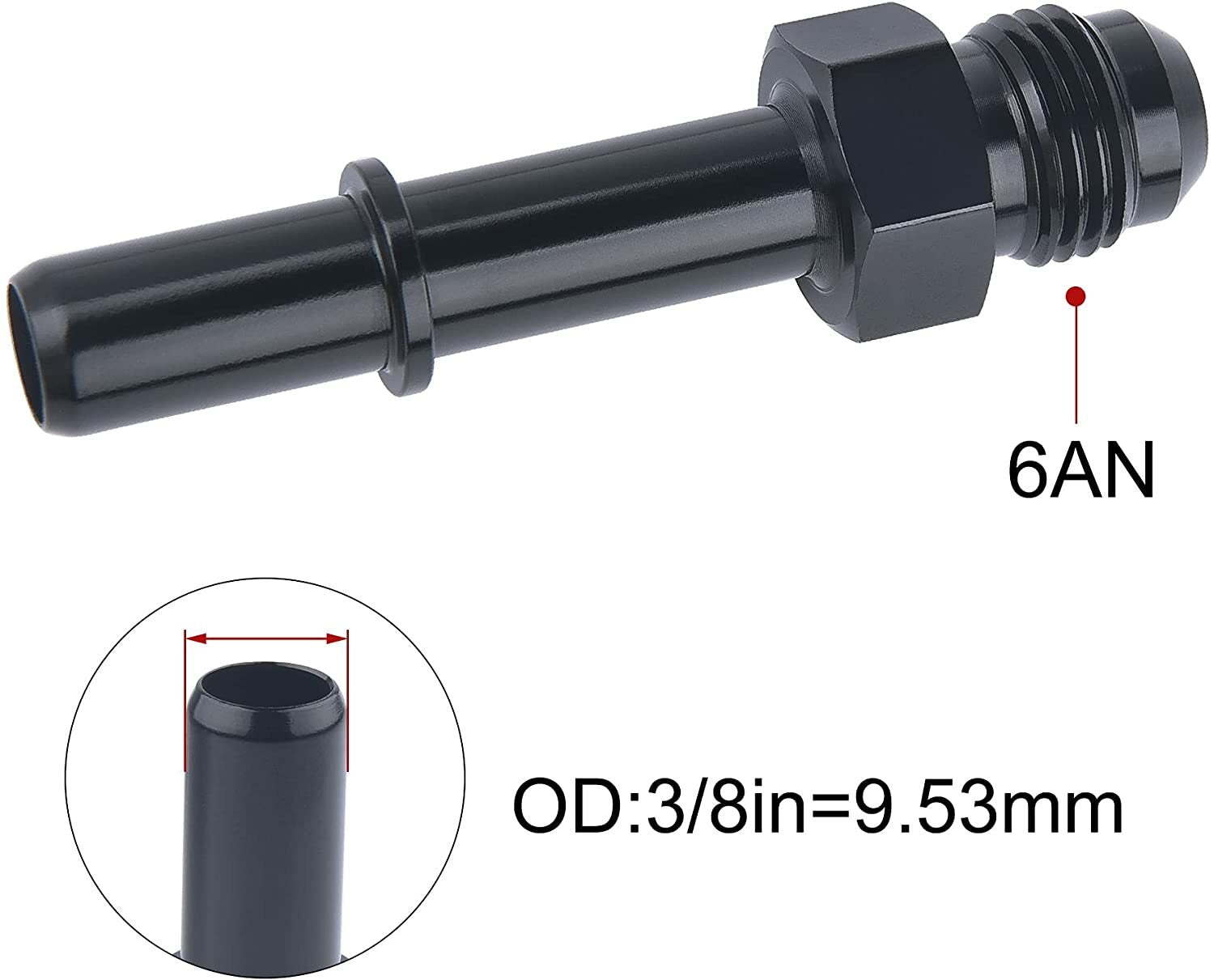 2-Pack 6AN Male to 3/8 inch SAE Quick Disconnect Male Push-Type EFI Connector Adapters