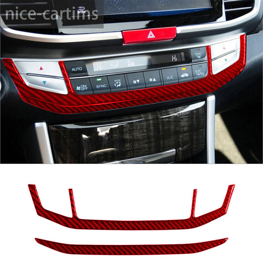 Red Carbon Center Console Air Condition AC Panel Trim for Honda Accord 2013-2017