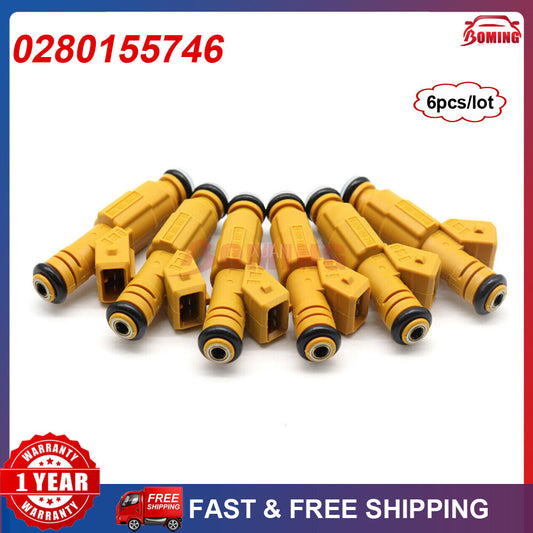 0280155746 6X Fuel Injector Suitable for 87-98 for Jeep 4.0L Type III, for Volvo 2.9L 960 S90 V90