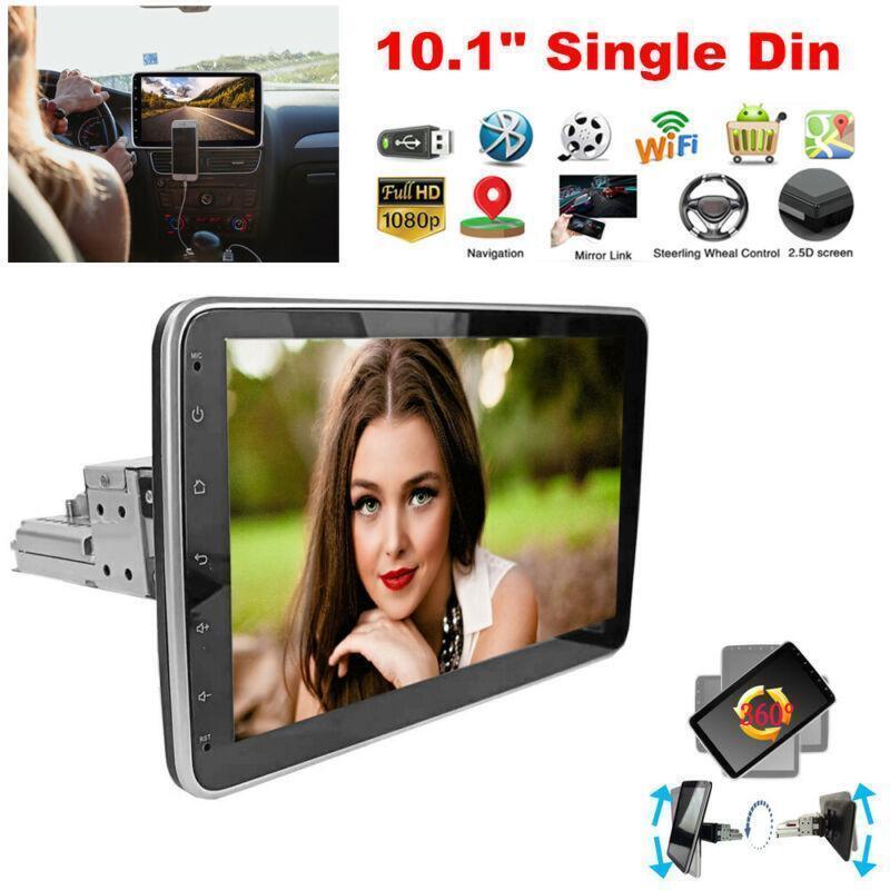 10.1 1 Din Car Stereo Multimedia Player Radio AUX FM BT Touch Screen Mirrorlink