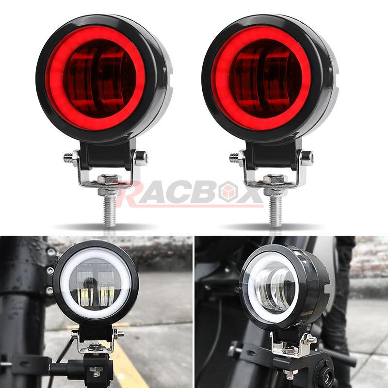 2X Round 3inch LED Work Light Bar Spot Pods Driving Fog Red Halo Offroad ATV 4WD