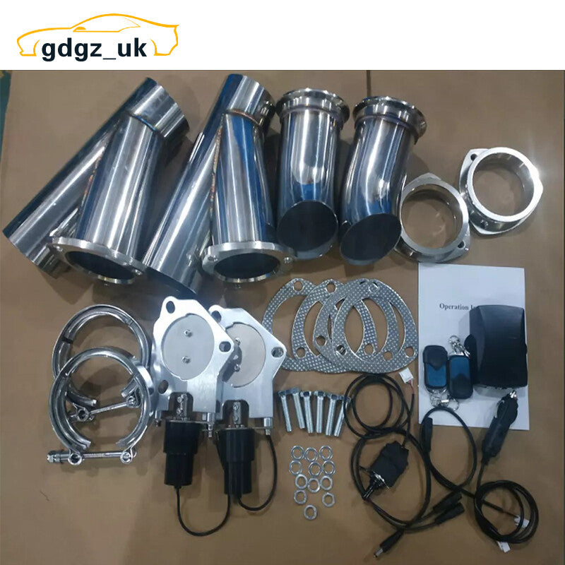 3 Electric Exhaust Control Valve E-Motor Pipe kit with Manual  Remote Switch