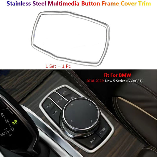 Stainless for BMW 5 Series G30 Car Interior Console Multimedia Switch Cover Trim