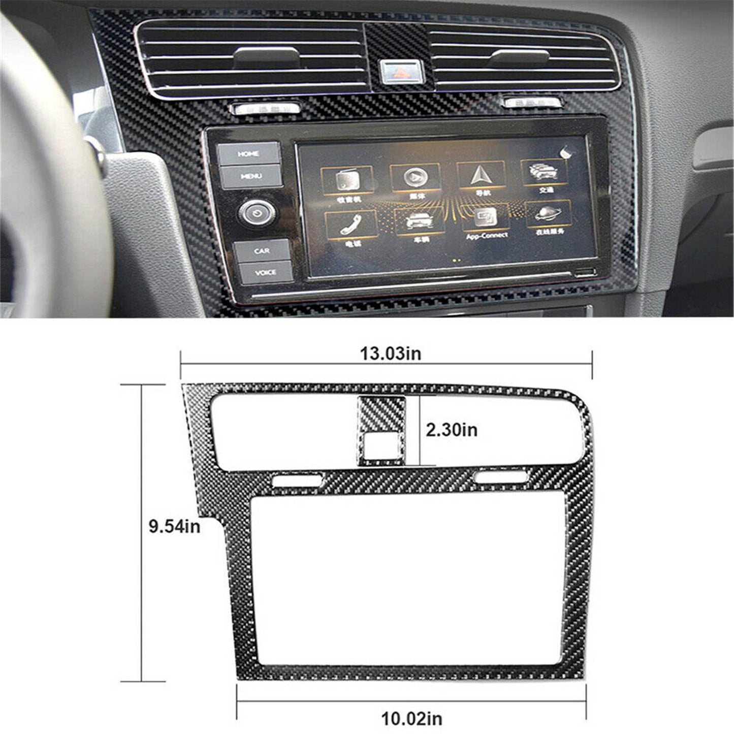 15PCS Left Hand for Golf 7 GTI MK7 Carbon Fiber Interior Dashboard Trim 14-19