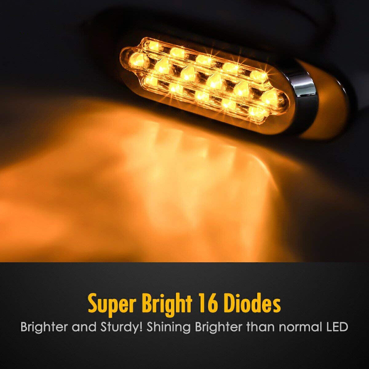 10-50pcs Chrome 6.5 LED Side Marker Amber Lights for Kenworth Tow Semi Truck RV