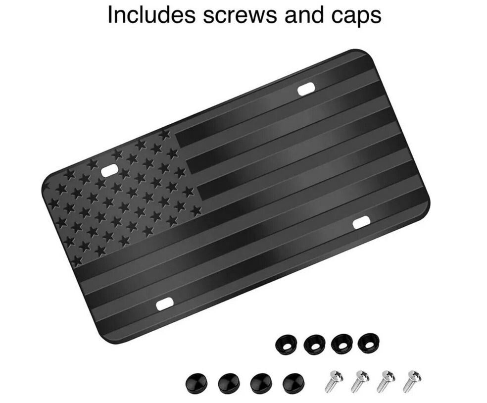 Car license plate front and rear cover, trunk boot, 12x6 black American flag, suitable for Hyundai .