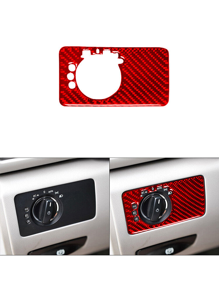 Red Carbon Fiber Light Control Knob Trim for Mercedes R-Class 2009-2012