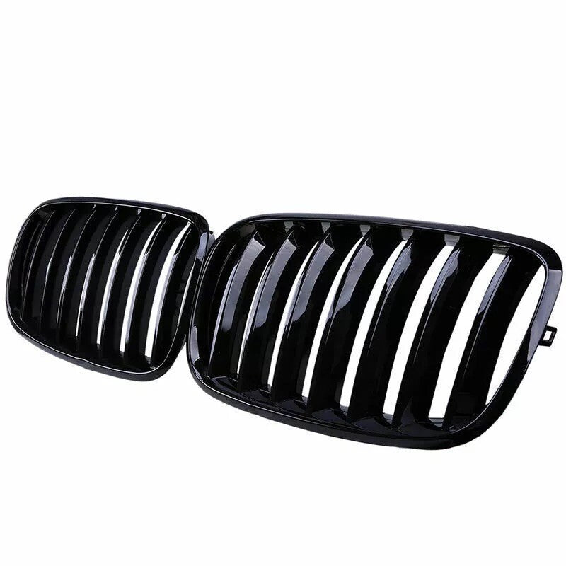 Pair Gloss Black Front Hood Kidney Grille Grill for BMW X5 X6 E70 E71 2007-2013