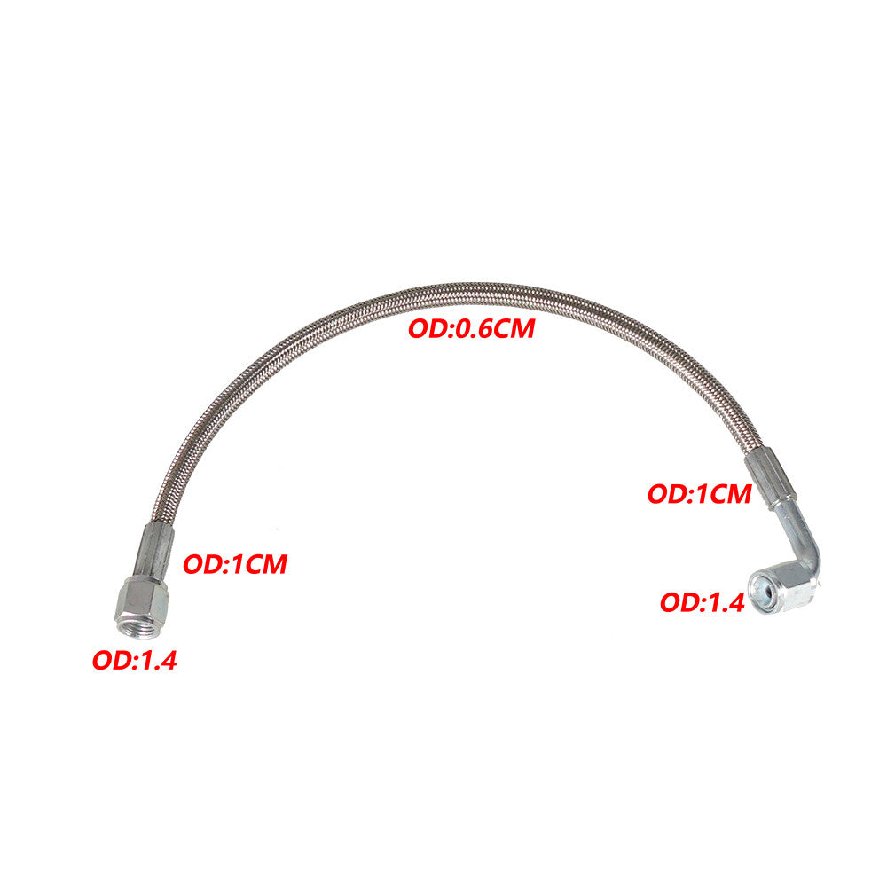 4AN Braided Turbo Oil Feed Line 12 Length Hose Steel AN4 90Degree Straight PTFE