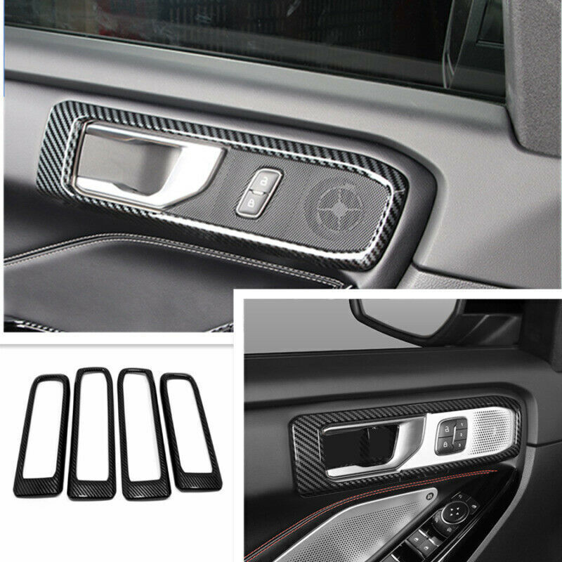 for Ford Explorer 2020-2023 Carbon Fiber ABS Inner Door Handle Bowl Frame Cover