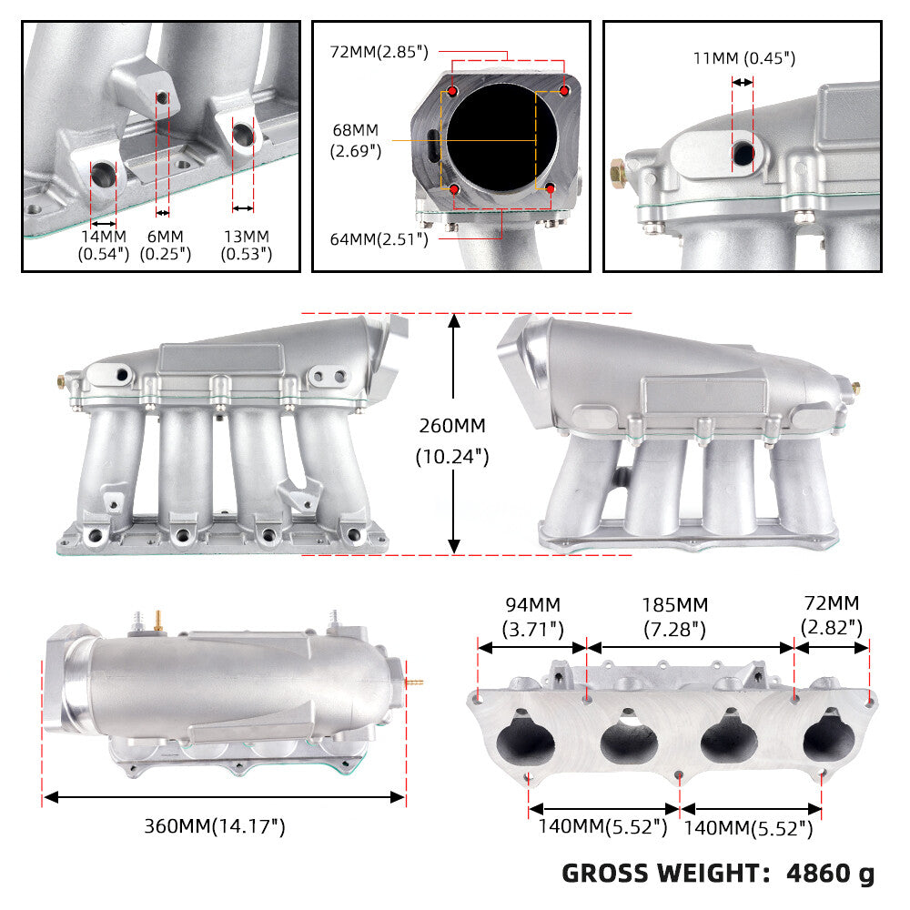 Silver Ultra Series Street Engines Intake Manifold for Honda K20A/A2/A3 K24
