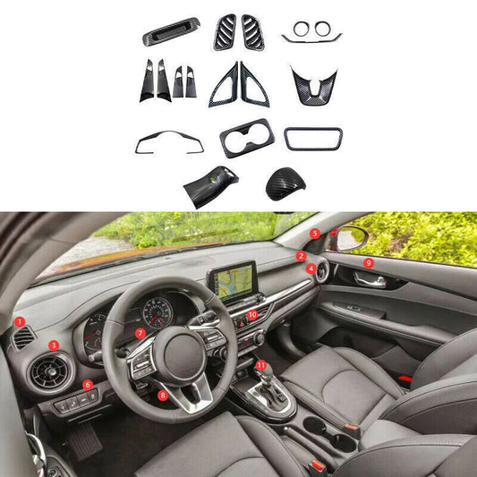 Carbon Fiber Abs Full Set Interior Moulding Cover Trim for Kia Forte K3 19-2021