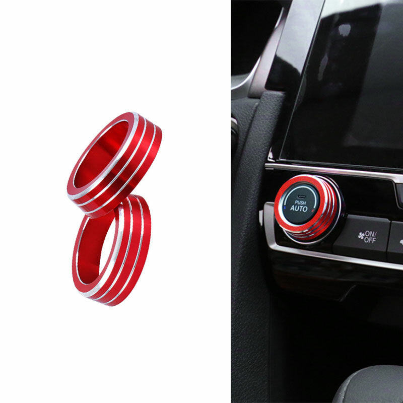 for Honda for Civic 10Th 16-20 Red Aluminum Console AC Button Control Ring Trim