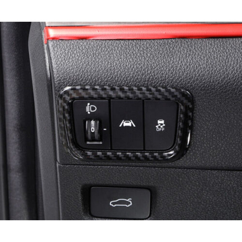 for Kia K5 2021-2023 Carbon Fiber Car Headlight Switch Button Cover Trim Frame