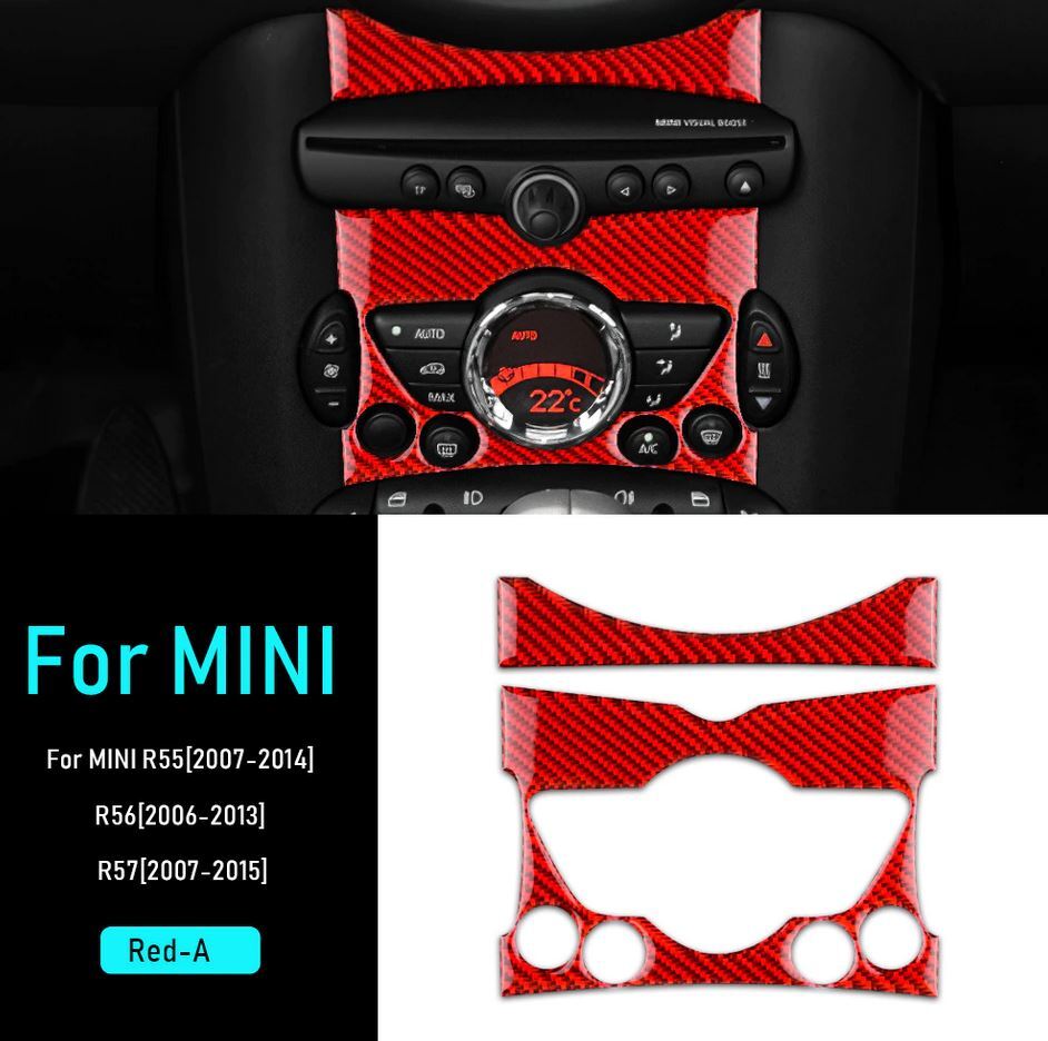 Car trim center control blade cover sticker carbon fiber for R55 R56 R57