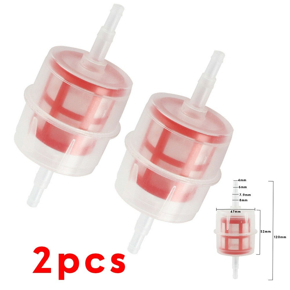 2pcs 6/8mm Filter Fuel Diesel For Lawnmowers Hose Inline Motorcycle Plastic New