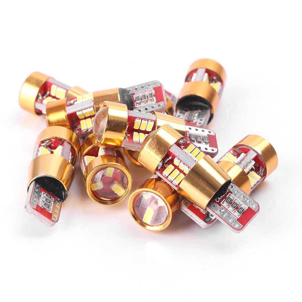 10x LED CANBUS ERROR Car Side Wedge Light Bulb White 5W T10 3014 27SMD