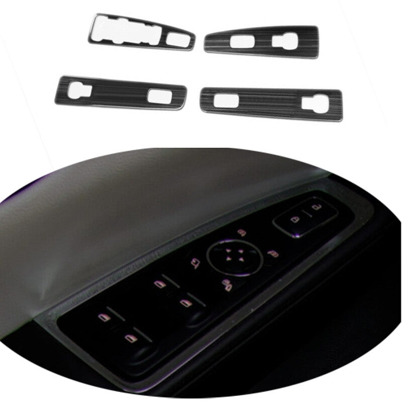 Black Steel Window Switch Button Garnish Trim for Lincoln 2017-21