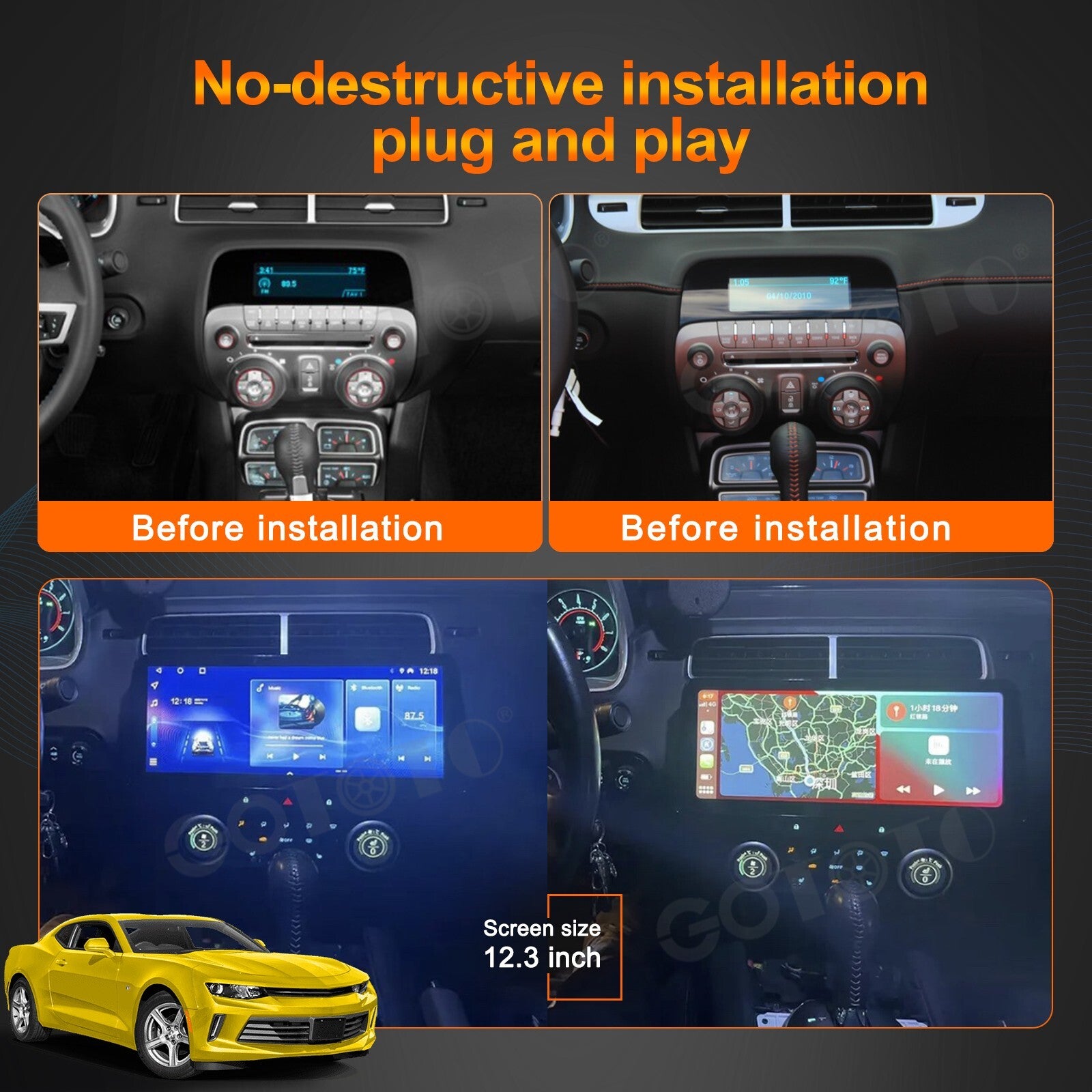 for Chevrolet Camaro 2010-2015 Android Car Radio 2Din Stereo Receiver GPS 128GB