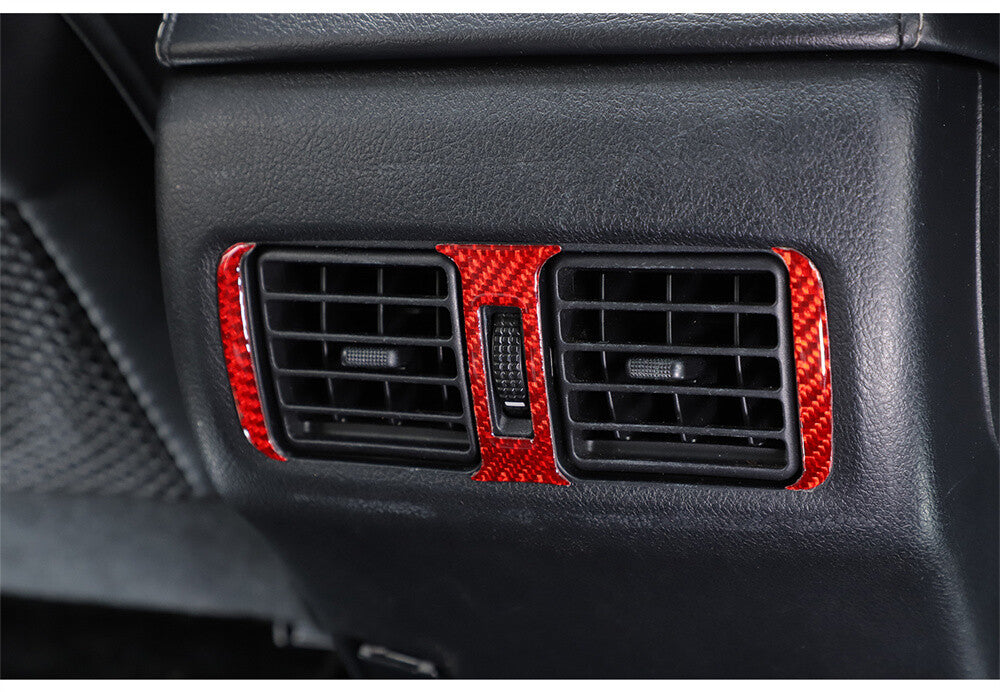 3¡ÁRed Carbon Fiber Rear Air Vent Outlet Switch Trim For Toyot@ 4Runner 2010-2023