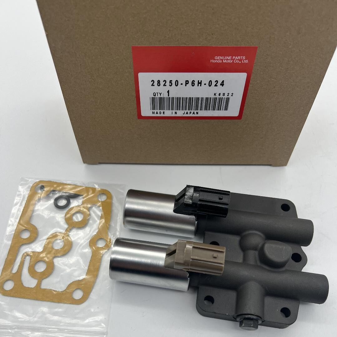 Dual linear shift solenoid valve 28250-P6H-024 99820 with gasket for Honda transmissions.